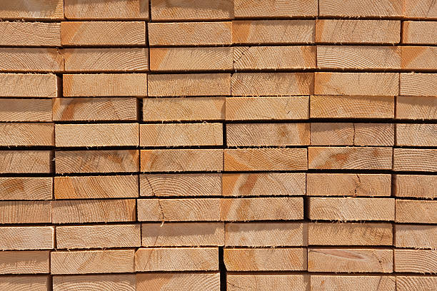 Stacked Lumber stock photo