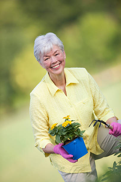 istock Mature Woman Working Outdoors With Flowers 146916681