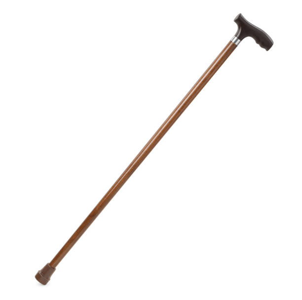 istock Elegant wooden walking cane isolated on white 1469169467