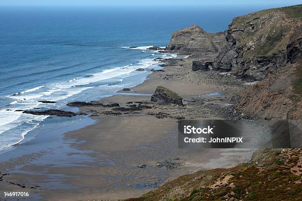 The Strangles And Cliffs Cornwall Uk Stock Photo - Download Image Now - Atlantic Ocean, Beach, Cliff
