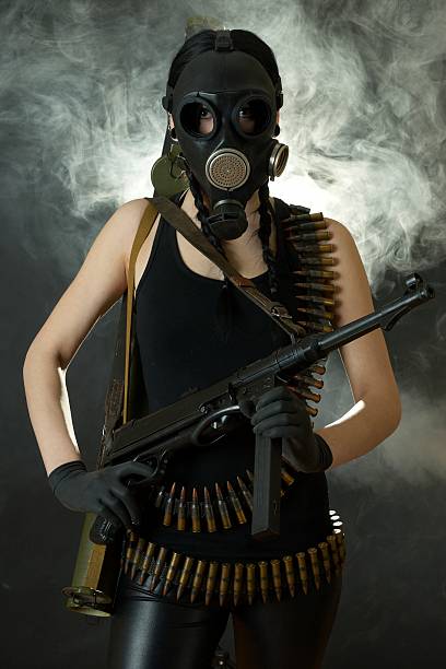 istock Girl with ammo in Studio 146917050