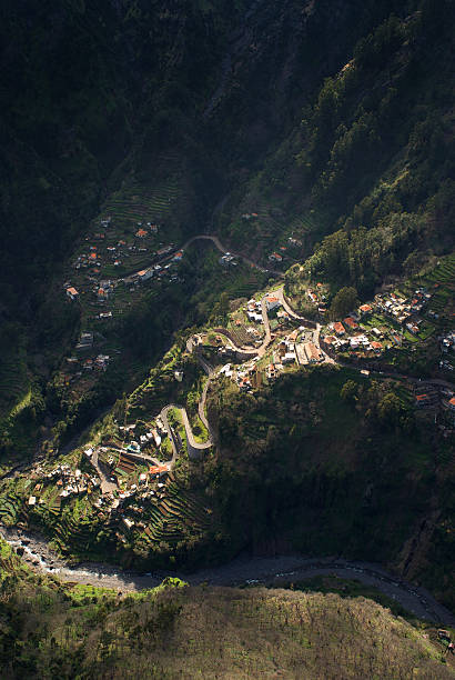Aerial View of Settlement, Madeira, Portugal stock photo