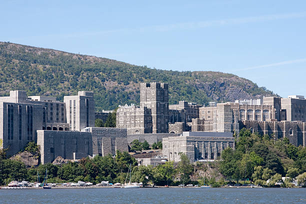 Landscape view of West Point buildings stock photo