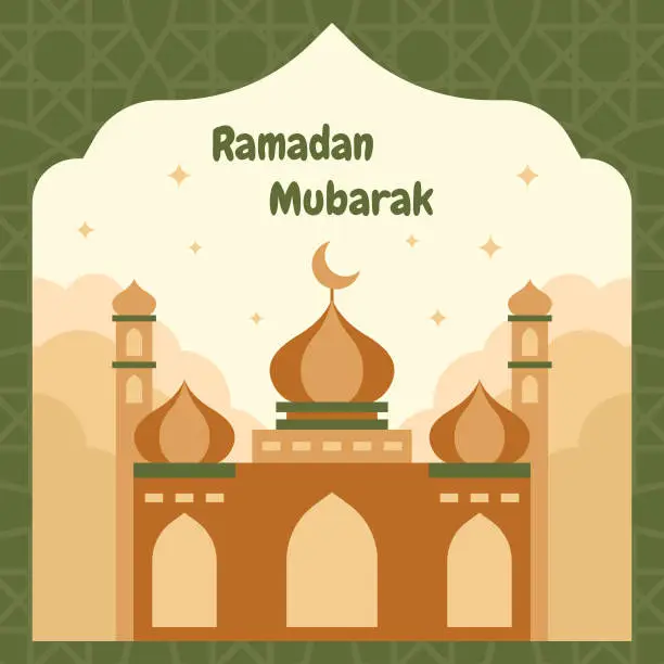 Vector illustration of Flat Ramadan Background Square for Greeting Card, Background, Sociale Media Post, Etc