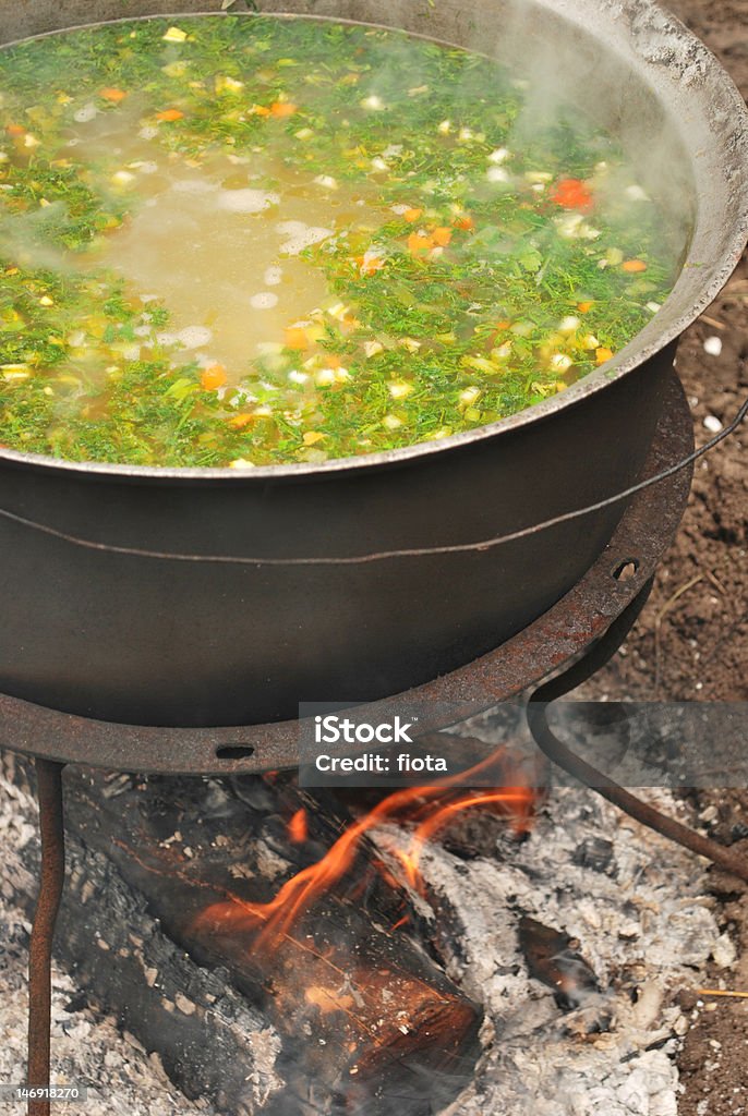 Sopa de Peixe em fogo - Royalty-free Aberto Foto de stock