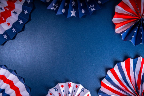 istock Dark blue background with USA flag 1469185423