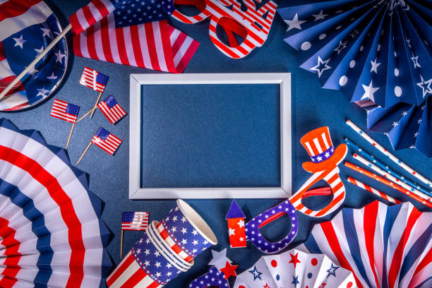 istock Dark blue background with USA flag 1469185424