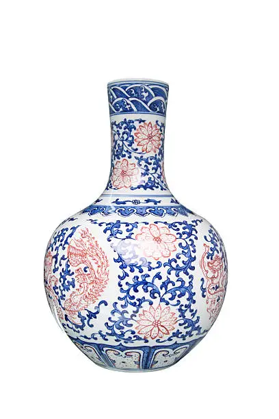 Photo of Porcelain vase with heave and complicated pattern