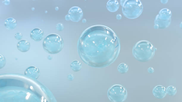 istock 3D cosmetic rendering Blue Bubbles of serum on a blurry background 1469190059
