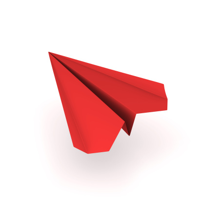 origami plane made of red paper