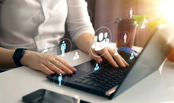 estructura de jerarquía empresarial. automatización de procesos de negocio y flujo de trabajo con diagrama de flujo. pantalla virtual mindmap u organigram.relaciones de orden o subordinación entre miembros. - organization chart decisions business business person fotografías e imágenes de stock