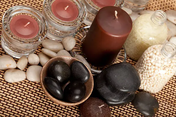 Spa - stones, candles and bath-salt
