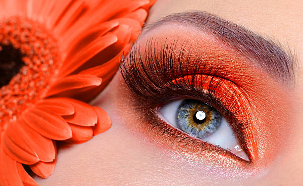 istock false eyelashes and fashion orange eye make-up 146919532