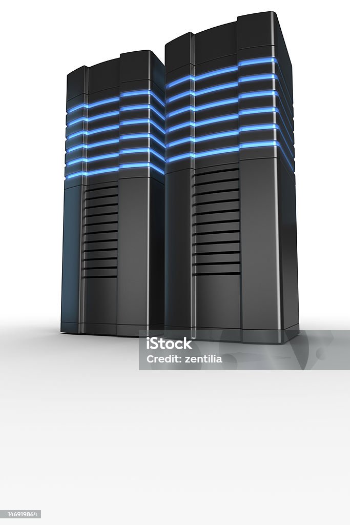 Rack servidores em fundo branco - Foto de stock de Figura para recortar royalty-free