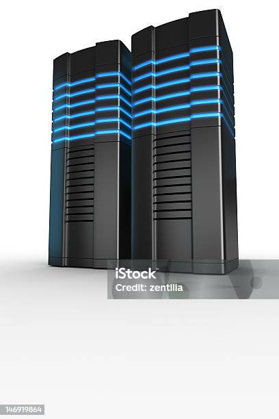 Foto de Rack Servidores Em Fundo Branco e mais fotos de stock de Figura para recortar - Figura para recortar, Servidor de Rede, Fundo Branco