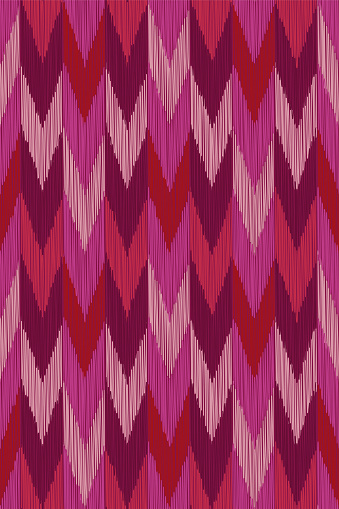 Ikat abstract seamless pattern. Folk background with chevron shapes. Vector illustration. Stock illustration