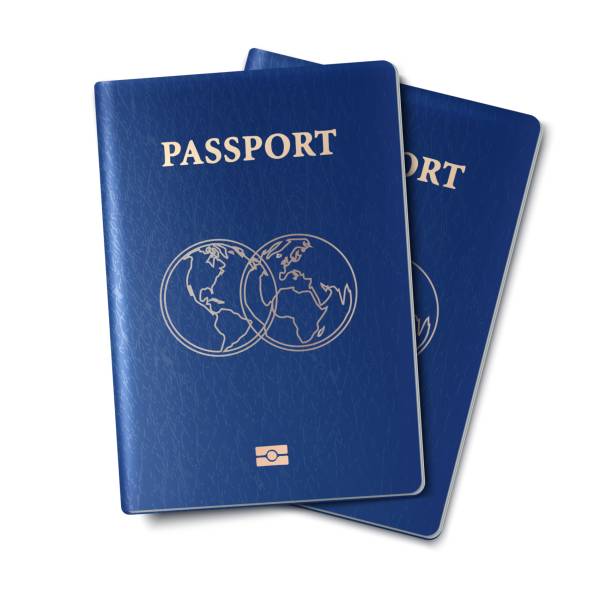 realistic vector icon illustration of passport. 3d realistic vector icon illustration of passport. blue us passport cover stock illustrations