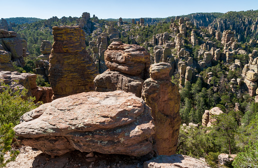 Hoodoos and massive boulders at Chiricahua National Monument