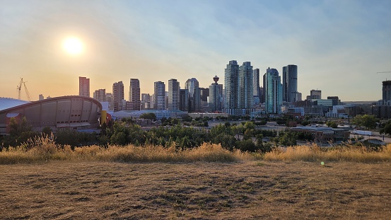 Panoramic view of the City of Calgary from the Scotsman's Hill located in the Ramsay neighborhood