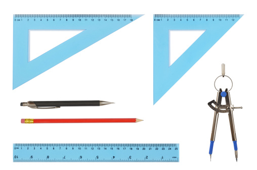 Set of geometry tools isolated on white