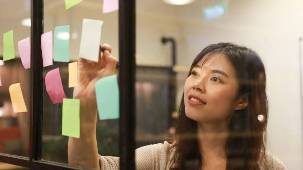 istock Young Woman sketching a business plan in an office 1469208135