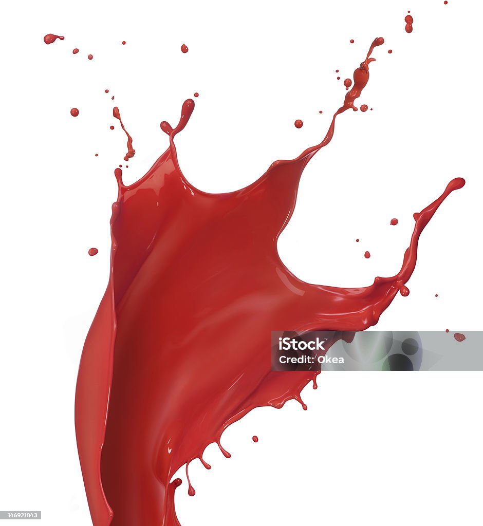 The wave of the red paint splashed red paint splash isolated on white background Abstract Stock Photo