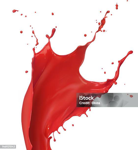 The Wave Of The Red Paint Splashed Stock Photo - Download Image Now - Abstract, Cut Out, Drop