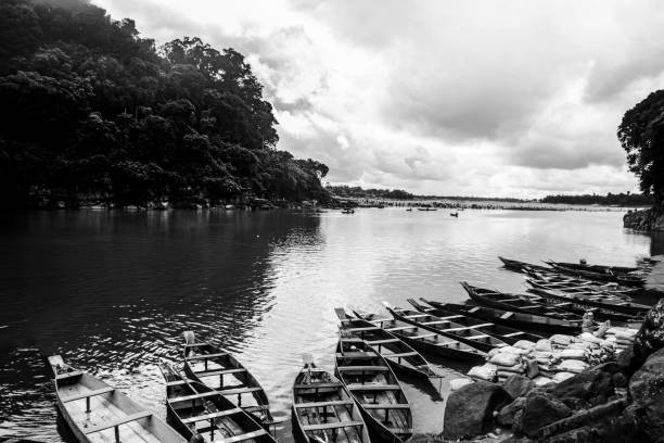 Dawki lake landscape in Black & White