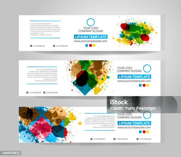 Color Splash Simpler Banner Vector Ink Splash Banner Set Concept Geometric Design Stock ...