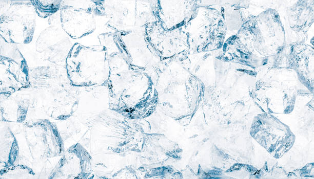 istock Natural textured crushed ice cube tray wide background on white. 1469216915