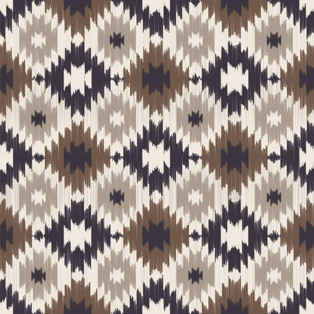 ilustrações, clipart, desenhos animados e ícones de ikat abstrato padrão sem costura. fundo folclórico com formas de divisa. - chevron pattern repetition zigzag