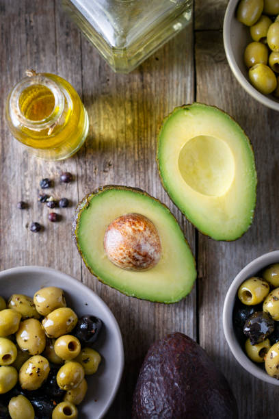 istock Avocado, olives and oil 1469221742