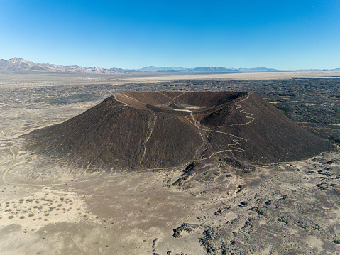 Amboy crater in the Mojave Desert aerial view.