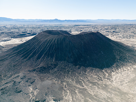 Amboy crater in the Mojave Desert aerial view.