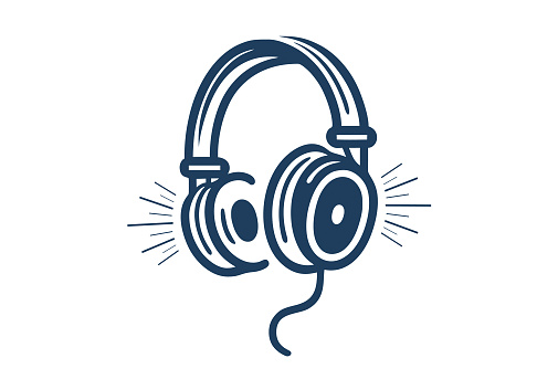 Headphones with music playing loud. Vector illustration