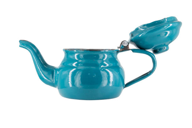 istock Vintage metal old blue kettle isolated on white background 1469235382