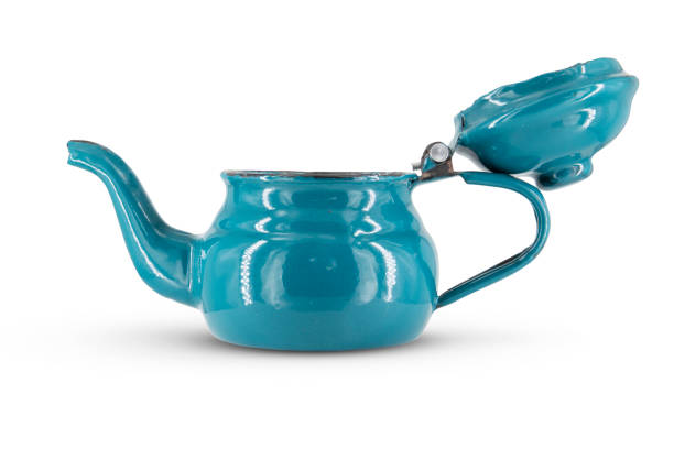 istock Vintage metal old blue kettle isolated on white background 1469235462