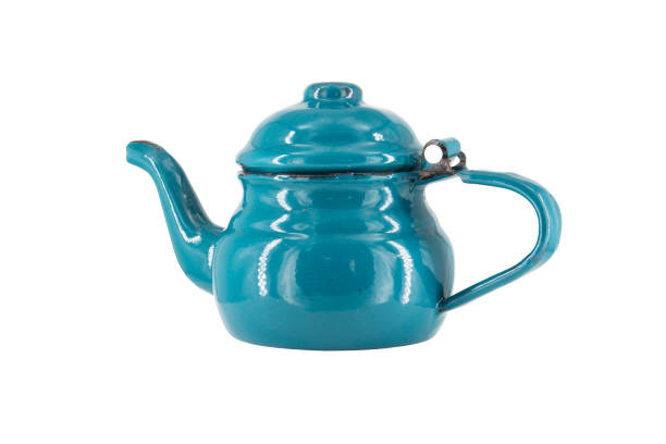 istock Vintage metal old blue kettle isolated on white background 1469235463