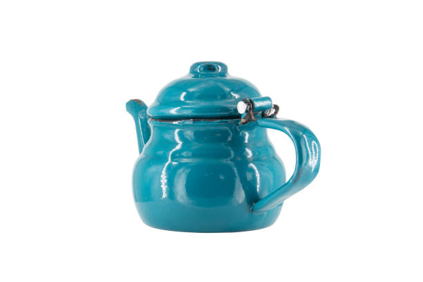 istock Vintage metal old blue kettle isolated on white background 1469235499