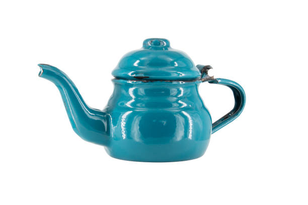 istock Vintage metal old blue kettle isolated on white background 1469235590