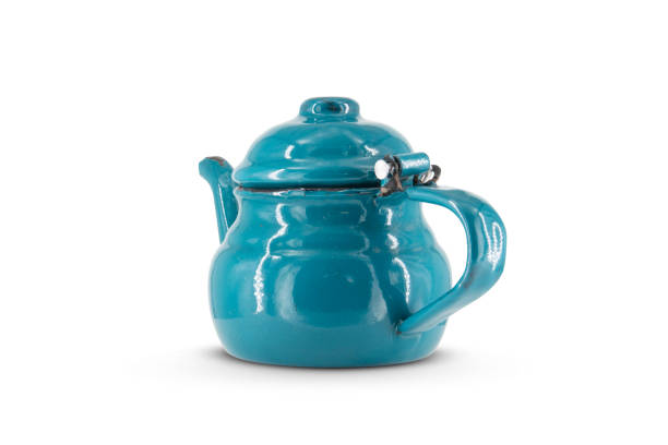 istock Vintage metal old blue kettle isolated on white background 1469235592