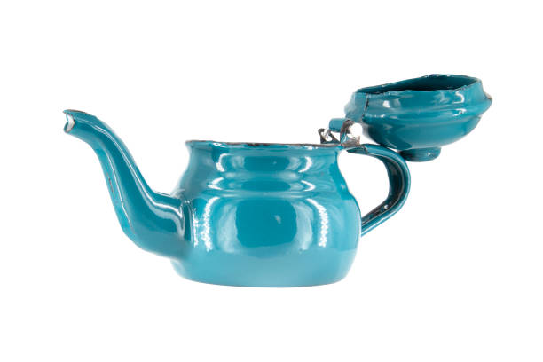istock Vintage metal old blue kettle isolated on white background 1469235646