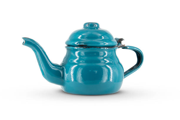 istock Vintage metal old blue kettle isolated on white background 1469235653