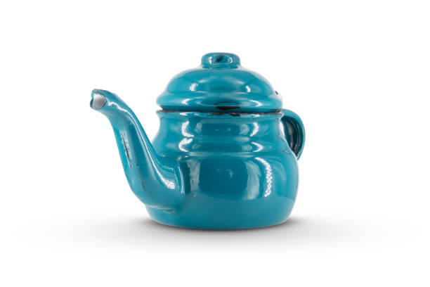 istock Vintage metal old blue kettle isolated on white background 1469235985