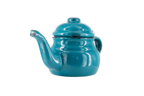 istock Vintage metal old blue kettle isolated on white background 1469235986