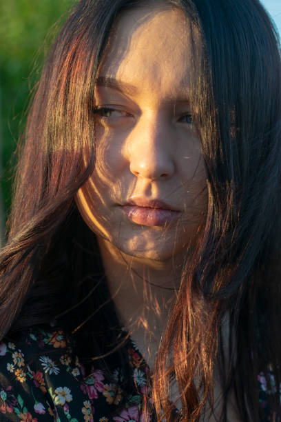 Close up portrait of a young Caucasian girl. stock photo