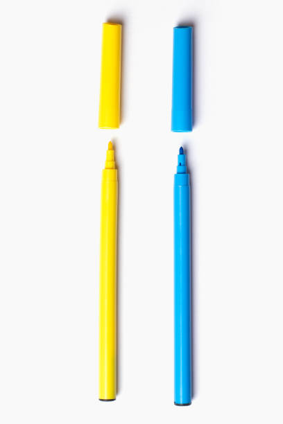 istock Two markers in a row on a white background 1469238400