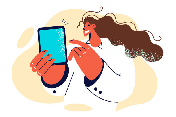 istock Woman demonstrates tablet computer offering to download new application for business management 1469238424