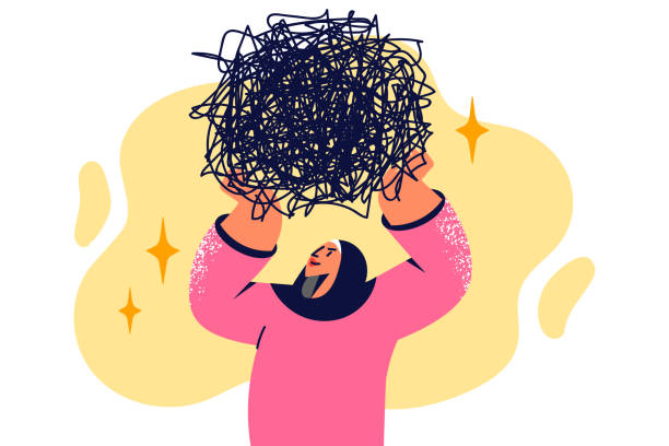 istock Woman with Muslim headscarf raises ball tangled threads symbolizing intolerance and discrimination 1469239928