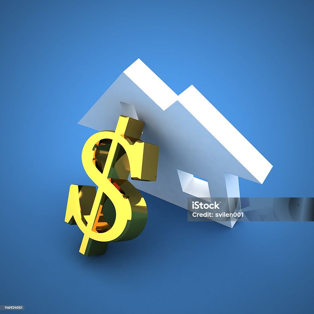 household finance 3d illustration of house on blue background Blue Stock Photo